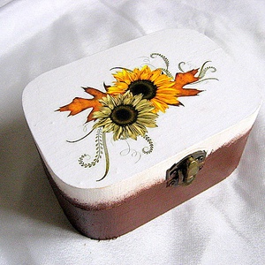 Cutie din lemn -floarea soarelui-28734, Accesorii nuntă, Amintiri și cadouri de nuntă, Cadou nuntă, Cutie de nuntă, Decoupage, transfer și tehnici șervețel, ARTYNOS