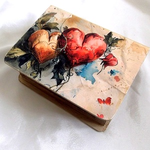 Cutie din lemn tip carte 47956, Casă & Stil de viață, Materiale de depozitare și sortare, Cutie depozitare, Decoupage, transfer și tehnici șervețel, ARTYNOS