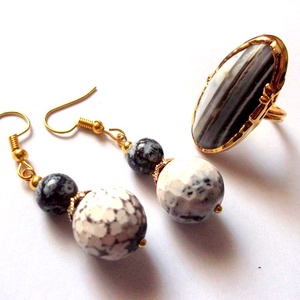  Set inel si cercei cu agate 47831 - bijuterii - seturi de bijuterii - Artynos.ro
