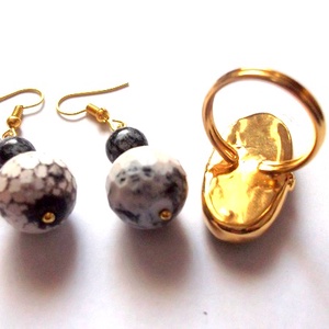  Set inel si cercei cu agate 47831 - bijuterii - seturi de bijuterii - Artynos.ro