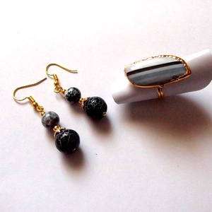 Set inel si cercei cu agate 47836 - bijuterii - seturi de bijuterii - Artynos.ro
