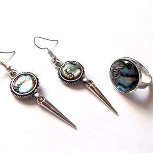 Set inel si cercei cu sidef paua 47156 - bijuterii - seturi de bijuterii - Artynos.ro