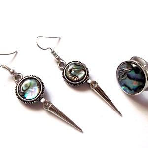 Set inel si cercei cu sidef paua 47156 - bijuterii - seturi de bijuterii - Artynos.ro