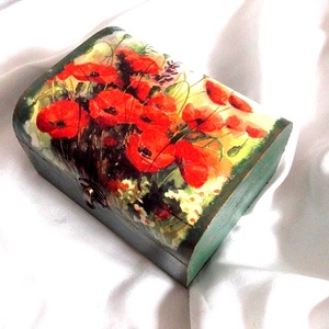 Cutie lemn decorata cu maci 47875, , Decoupage, transfer și tehnici șervețel, ARTYNOS