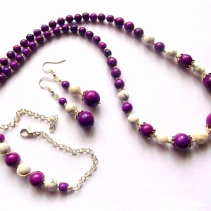 set cu howlite alb si mov 47925, Bijuterii, Seturi de bijuterii, Confecționarea bijuteriilor, ARTYNOS