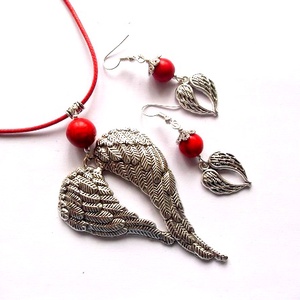Set aripi ingerasi cu howlite rosu 48150, Bijuterii, Seturi de bijuterii, Confecționarea bijuteriilor, ARTYNOS