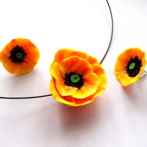 Set din fimo cu maci galbeni 48299 - Artynos.ro