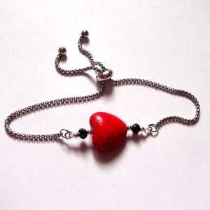 bratara cu howlite rosu 48531, Bijuterii, Bratari, Bratara cu margele, Confectionarea bijuteriilor, ARTYNOS
