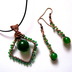 set bijuterii cu jad si sarma curpu 50383 - Artynos.ro