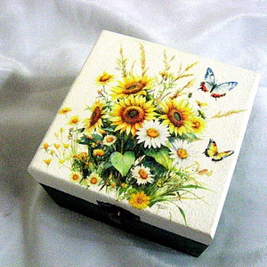 Cutie din lemn cu floarea soarelui 50563 - accessorii și unelte - lemn - cutie - Artynos.ro