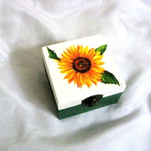 Cutie din lemn cu floarea soarelui 50567 - accessorii și unelte - lemn - cutie - Artynos.ro