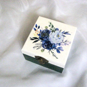 Cutie din lemn cu trandafiri albastri 50566 - Artynos.ro