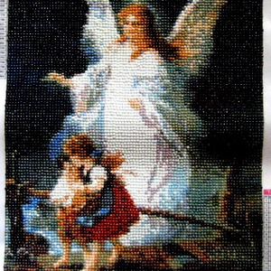 goblen cu diamante ,ingerasul cu copii 50528, Arte vizuale si accesorii , Imagini cu broderii, Tablou textil din fetru, Impletituri, broderie cu margele, ARTYNOS