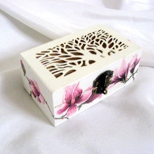 cutie lemn decorata cu flori 50645 - Artynos.ro