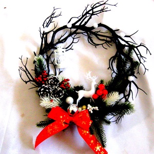 coronita de craciun cu cerb 50810 - crăciun - decorațiuni de crăciun de casă - decorațiuni pentru ușă de crăciun - Artynos.ro