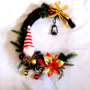 coronita de craciun cu gnomes 50803 - crăciun - decorațiuni de crăciun de casă - decorațiuni pentru ușă de crăciun - Artynos.ro