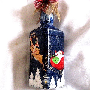 sticla decorata de craciun 50861, Craciun, Decoratiuni de Craciun de casa, Decor pentru masa de Craciun, Decoupage, transfer si tehnici servetel, ARTYNOS