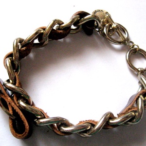 bratara cu piele si lant 50923 - bijuterii - brățări - brățări împletite - Artynos.ro