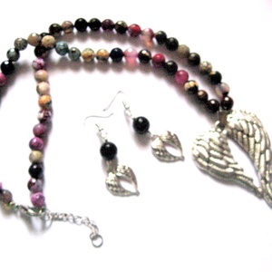 set bijuterii ,cu agate multicolore fatetate 50956 - Artynos.ro