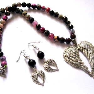 set bijuterii ,cu agate multicolore fatetate 51060 - bijuterii - seturi de bijuterii - Artynos.ro