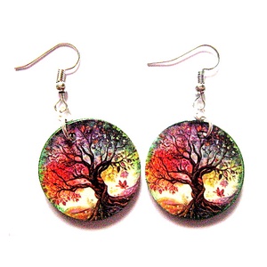  cercei lemn cu pomul vietii 51122 - Artynos.ro