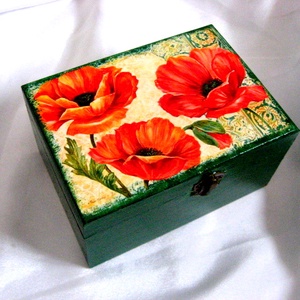 cutie lemn decorata cu maci 51136 - Artynos.ro