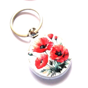 breloc pe lemn cu maci 51199 - Artynos.ro