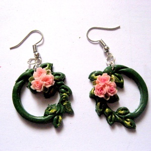 cercei fimo si flori din rasina 51240, Bijuterii, Cercei, Cercei lungi, Confectionarea bijuteriilor, ARTYNOS