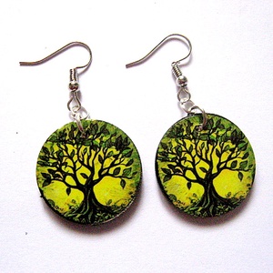 cercei lemn cu pomul vietii 51120, Bijuterii, Cercei, Cercei din lemn, Confectionarea bijuteriilor, Decoupage, transfer si tehnici servetel, ARTYNOS