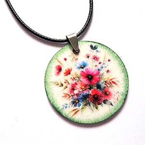 colier lemn 51102, Bijuterii, Coliere, Coliere cu pandative, Decoupage, transfer si tehnici servetel, Confectionarea bijuteriilor, ARTYNOS