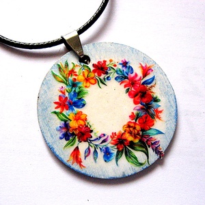 colier lemn 51058, Bijuterii, Coliere, Coliere cu pandative, Decoupage, transfer si tehnici servetel, Confectionarea bijuteriilor, ARTYNOS