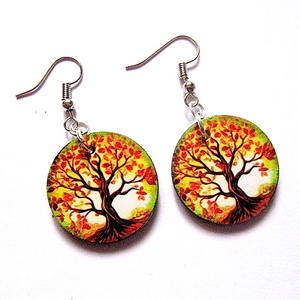 cercei lemn cu pomul vietii 51121 - Artynos.ro