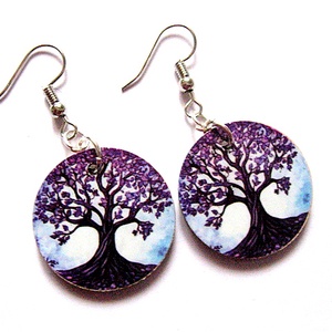 cercei lemn cu pomul vietii 51125 - Artynos.ro