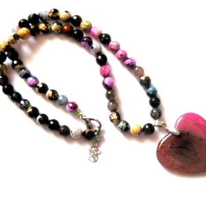 colier cu agate multicolore fatetate 51349 110 LEI - bijuterii - coliere - coliere din pietre semiprețioase - Artynos.ro