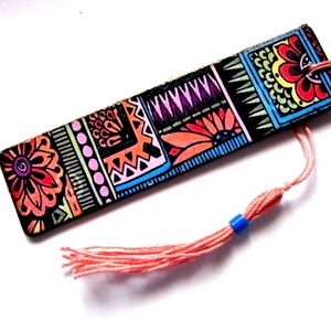 semn de carte cu joc de culori 51582, Carti si creatii cu tematica muzicala, cadouri, Semn de carte, Decoupage, transfer si tehnici servetel, ARTYNOS