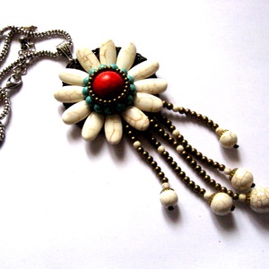 colier cu turcoaz , howlite alb si rosu 51695 - Artynos.ro