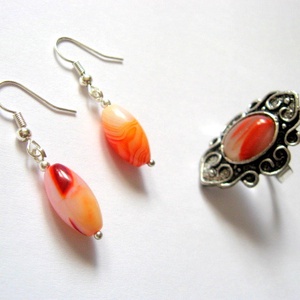 Set inel si cercei cu agate - Artynos.ro