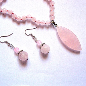 Set bijuterii cu cuart roz 51914 - Artynos.ro
