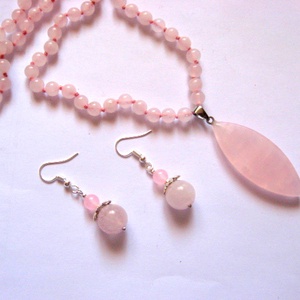 Set bijuterii cu cuart roz 51914 - bijuterii - seturi de bijuterii - Artynos.ro