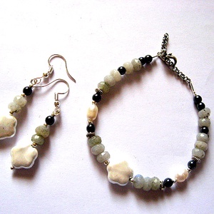 set bijuterii cu perle mallorca ,labradorit fatetat ,hematit 52001 - Artynos.ro