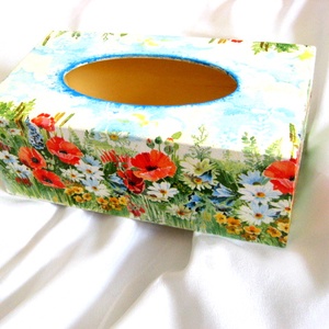 Cutie lemn pt servetele de hartie cu maci 52183 - Artynos.ro