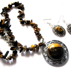 Set bijuterii cu ochi de tigru 52121 - bijuterii - seturi de bijuterii - Artynos.ro