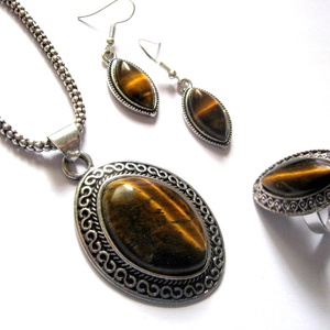 set bijuterii  cu ochi de tigru 52444 - Artynos.ro