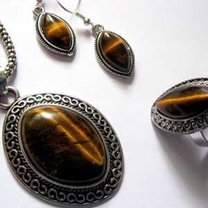 set bijuterii  cu ochi de tigru 52444 - bijuterii - seturi de bijuterii - Artynos.ro