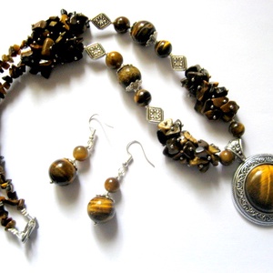 set bijuterii cu ochi de tigru 52438 - Artynos.ro
