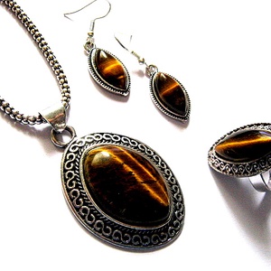 set bijuterii  cu ochi de tigru 52444 - bijuterii - seturi de bijuterii - Artynos.ro