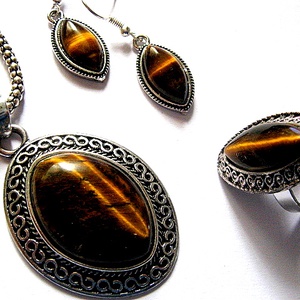 set bijuterii  cu ochi de tigru 52444 - bijuterii - seturi de bijuterii - Artynos.ro