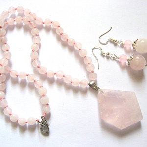 set bijuterii cu cuart roz 52555 - Artynos.ro