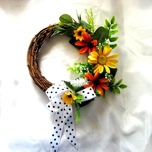 coronita decorata cu flori artificuale 52613 - casă & stil de viață - decorațiuni de casă - accesorii florale - coronițe decor - Artynos.ro