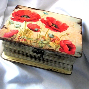Cutie din lemn tip carte maci 52608 - bijuterii - suporturi și cutii de bijuterii - cutii de bijuterii - Artynos.ro